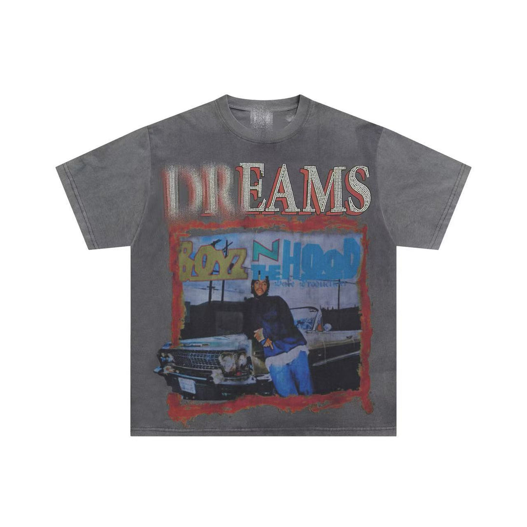VAL Washed and Distressed Streetwear T-Shirt