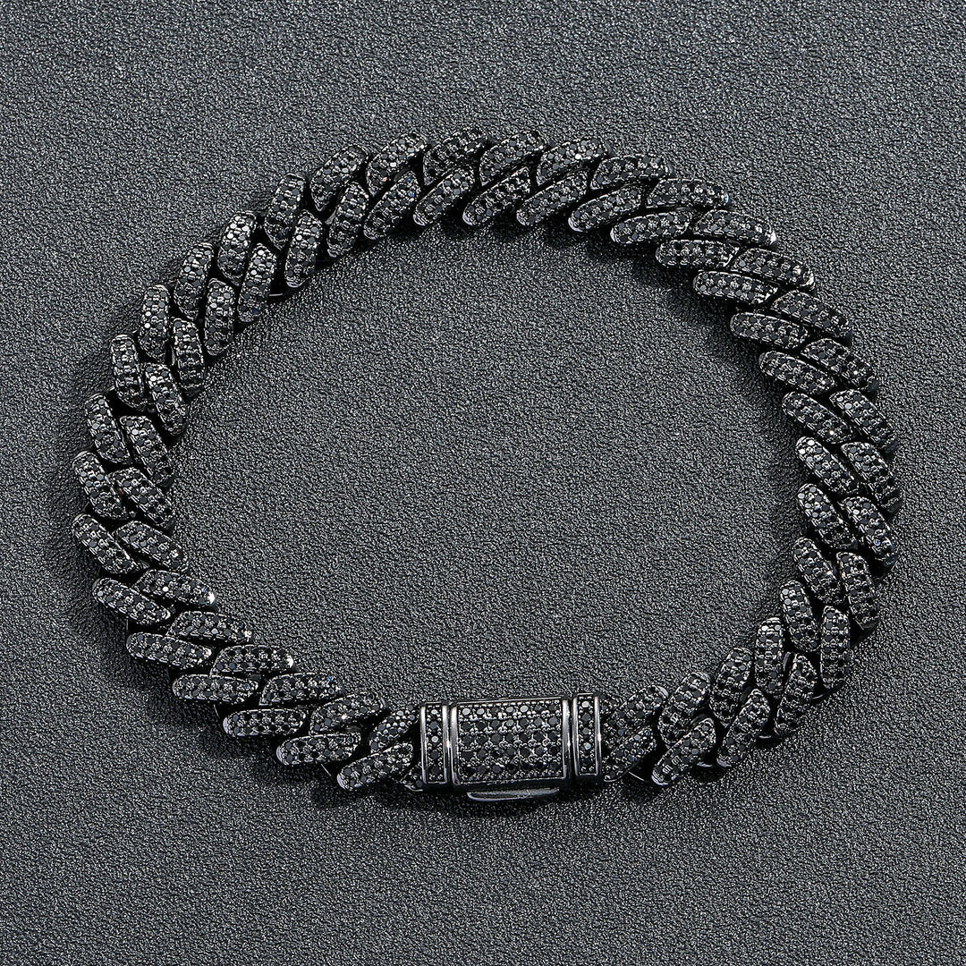 Hip-Hop Black Zirconia Rhombus Cuban Link Chain