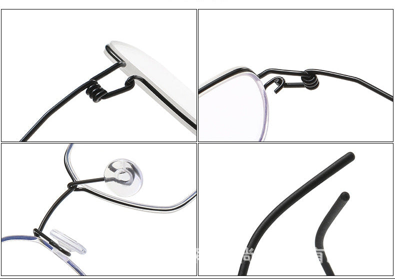 Screwless design square frame retro thin rimmed glasses