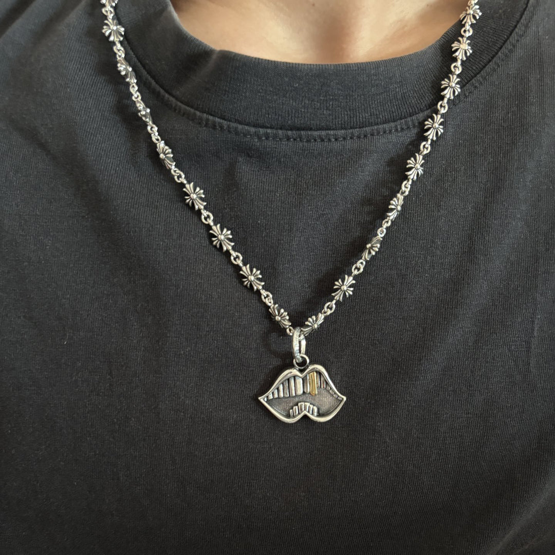 Chrome Hearts-Inspired "Gold Tooth" Mouth Hip-Hop Necklace