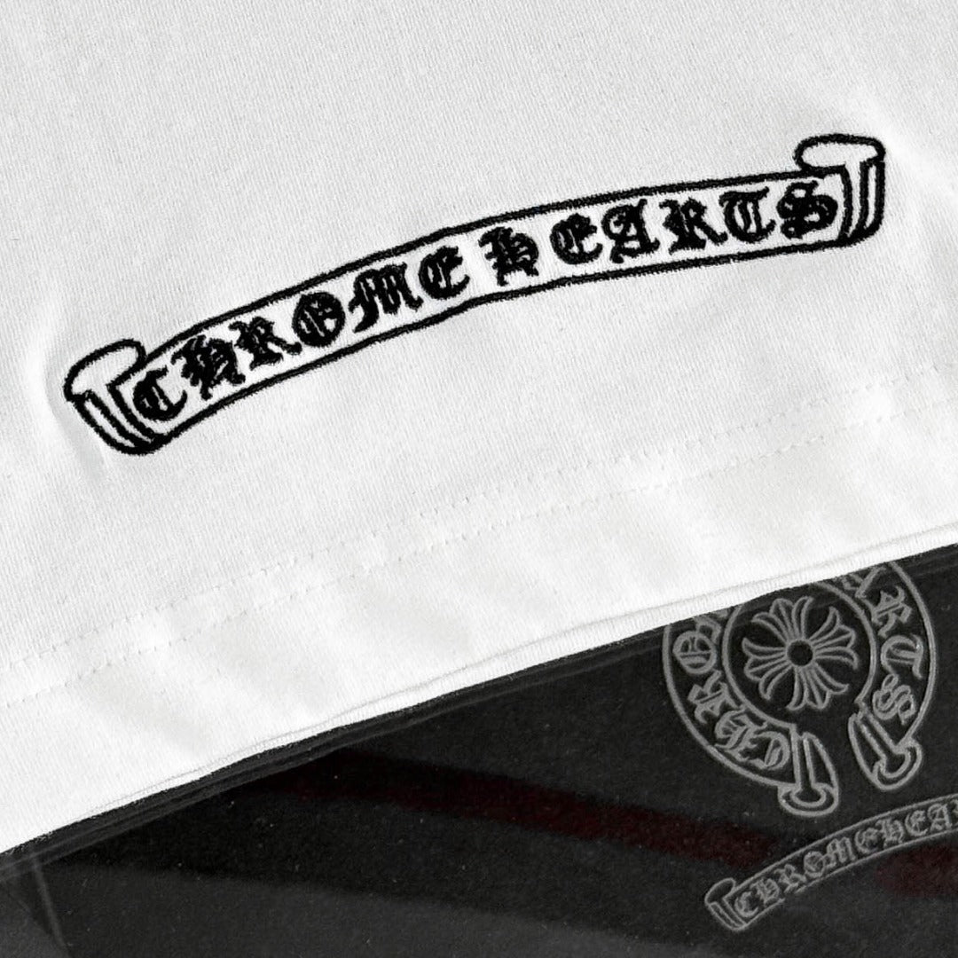 Chrome Hearts heavy-duty cross-stitch embroidery T-shirt