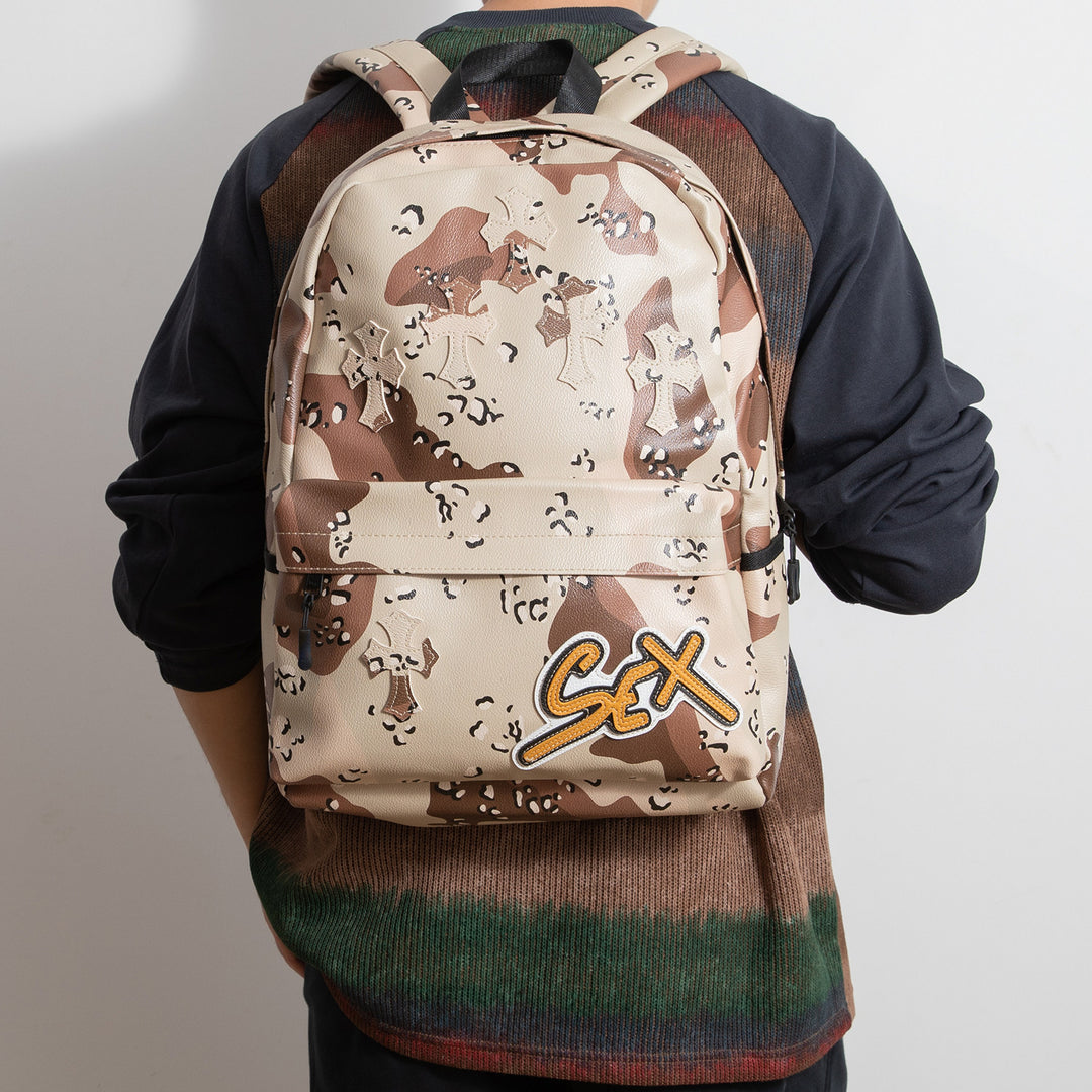 Chrome Hearts Cross Large Capacity PU Leather Backpack