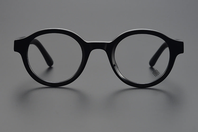 Round frame thick frame glasses for a slimming effect