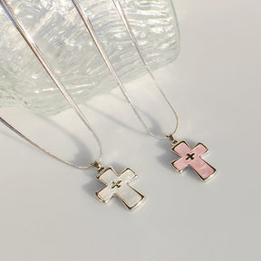 High-grade blade chain double cross pendant necklace