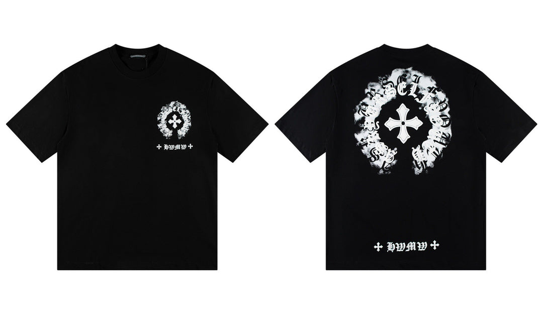 Chrome Hearts Summer Embroidery Print Cotton T-Shirt Short-Sleeve