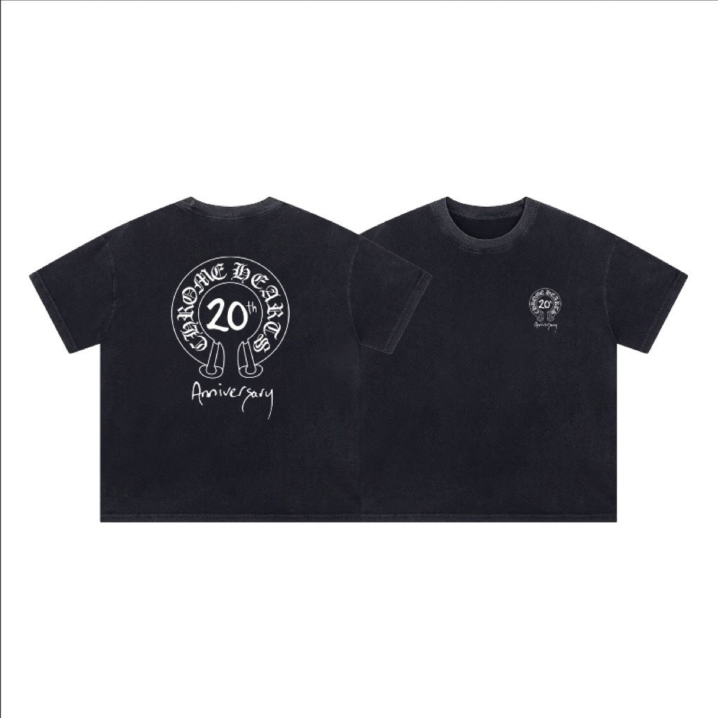 Chrome Hearts Summer Embroidery Print Cotton T-Shirt Short-Sleeve