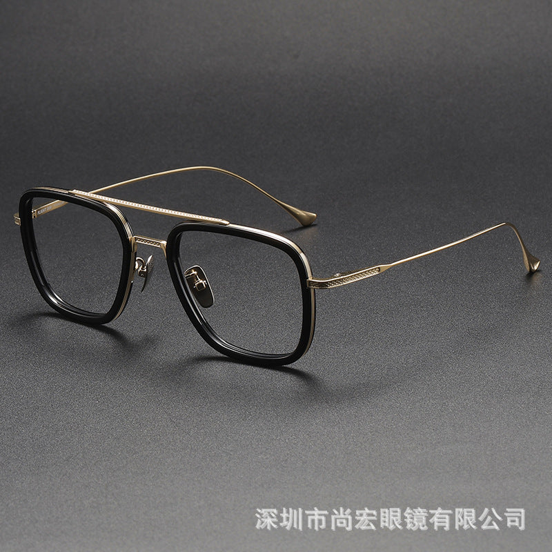 Iron Man Glasses Square Frame Double Bridge Large Frame