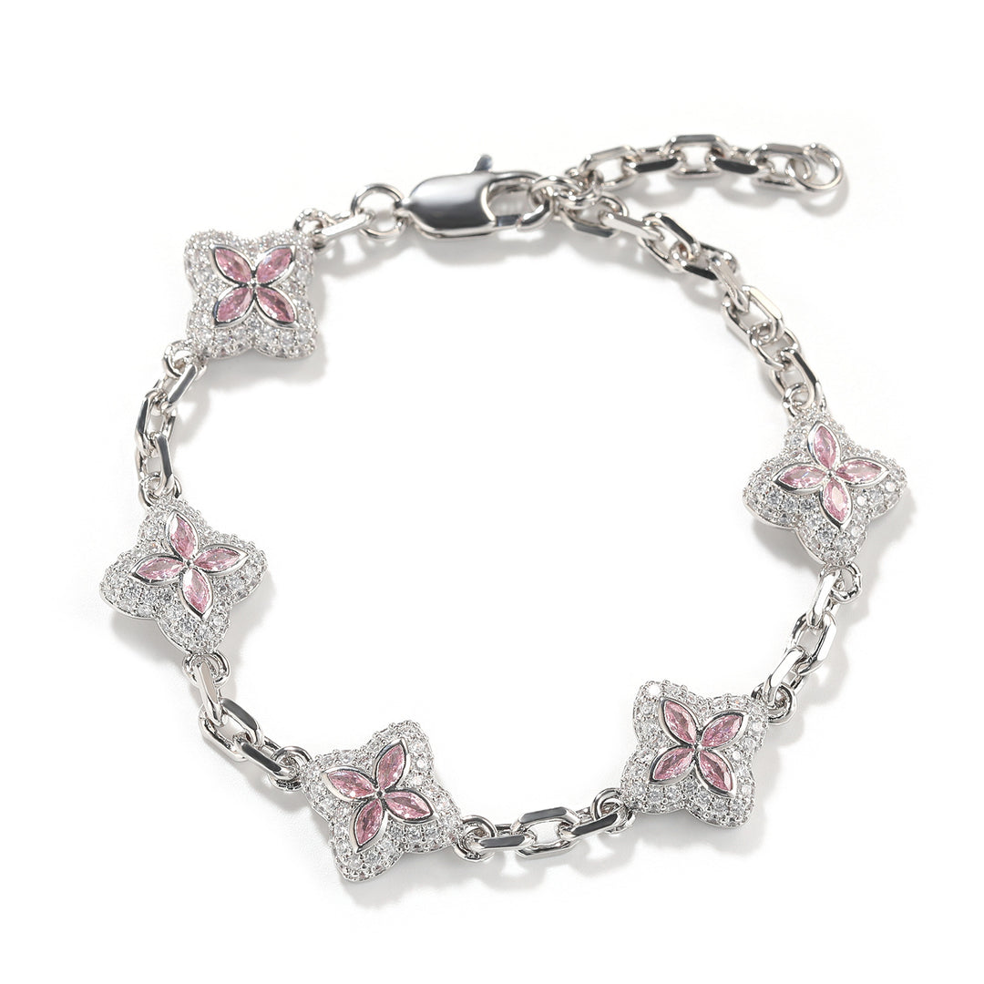 Full-Pavé Lucky Four-Leaf Clover Bracelet Necklace