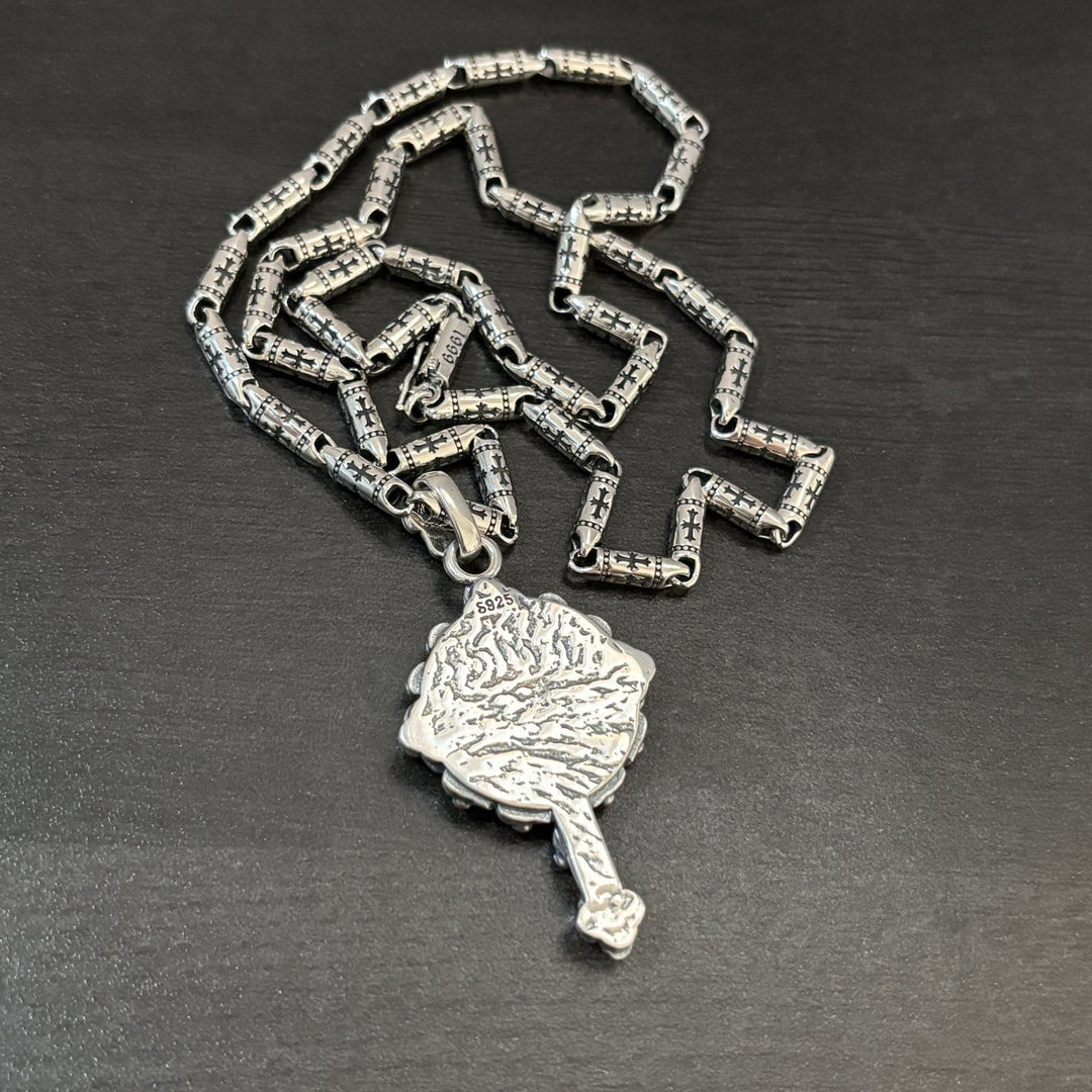 Chrome Hearts-Inspired Multi-Skull & Cross Pendant Necklace