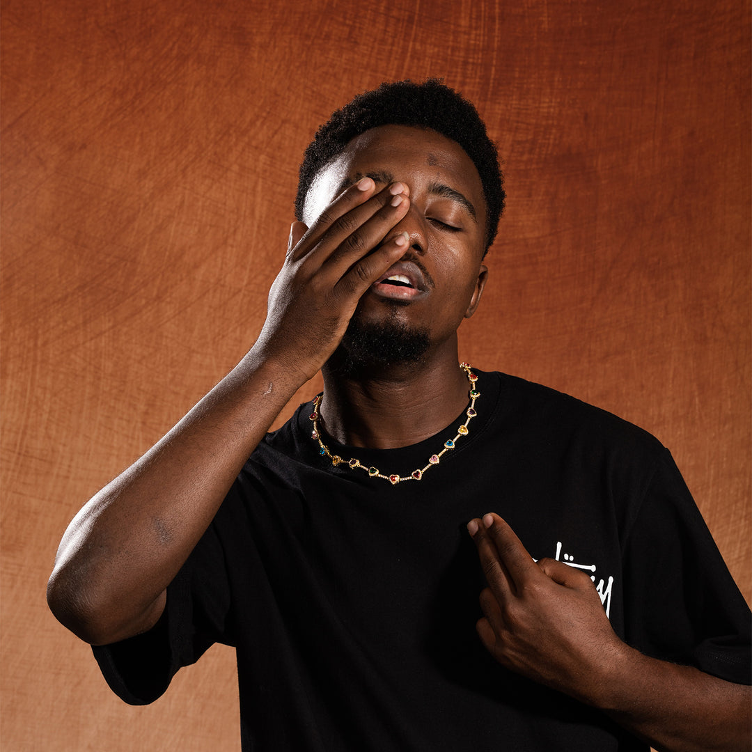 Hip-hop colorful heart-shaped adjustable bracelet and necklace