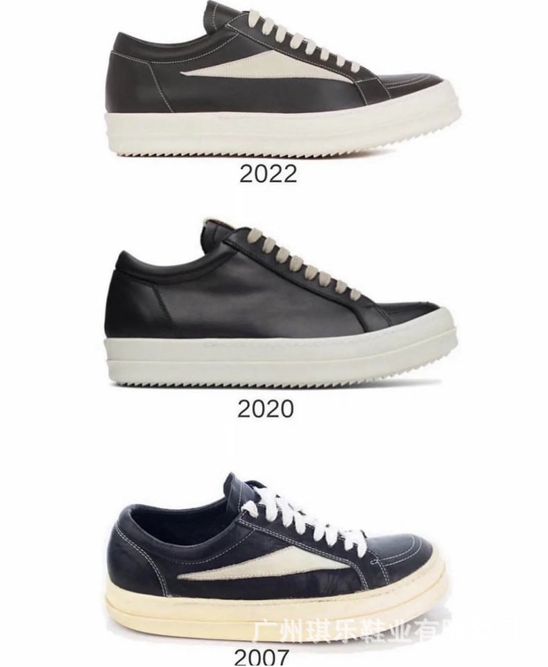 Calfskin Low-Top Skate Shoes Round Toe Flat Heel
