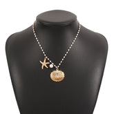 starfish necklace shell pearl light luxury necklace