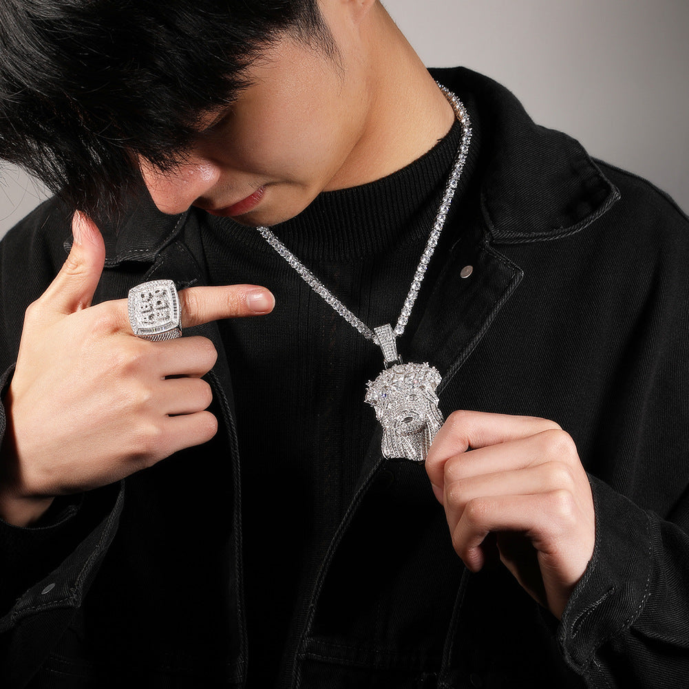 Hip Hop  Iced Out CZ Jesus Piece Pendant Necklace