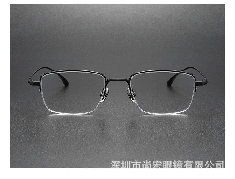 Retro half-rim pure titanium eyeglass frames