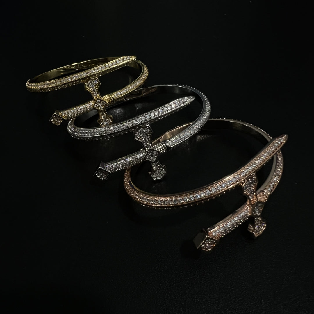 Hip-hop full-diamond justice sword bracelet inlaid with zircon