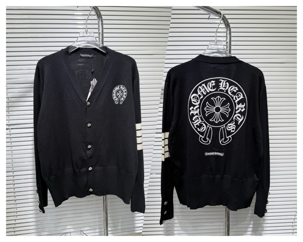 Chrome hearts cross cotton knitted cardigan sweater