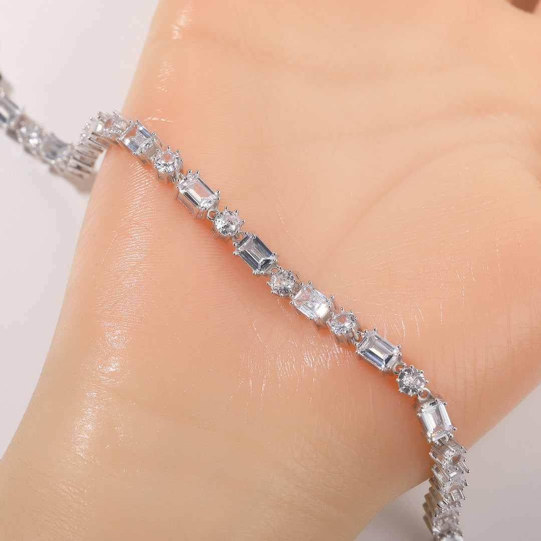 Mixed Square & Round Zirconia Tennis Bracelet