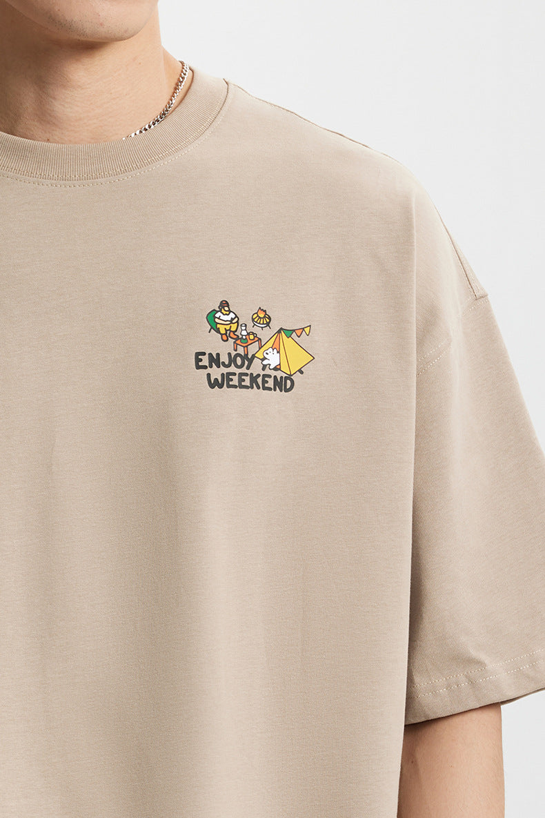 Camping Printed T-Shirt, Loose Fit, Short-Sleeve T-Shirt