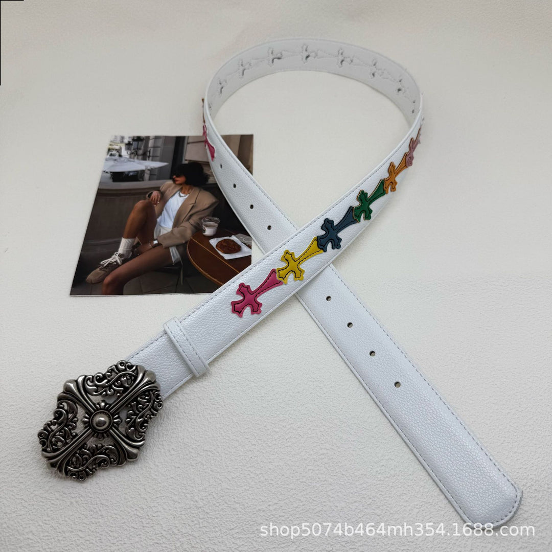 Chrome Hearts Cross-Motif Classic Leather Belt