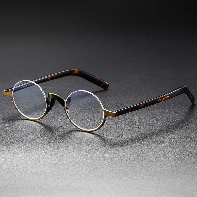 KMN80 round semi-rimless pure titanium glasses