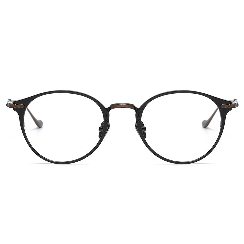 Retro Round Glasses Two-Tone Titanium & Acetate Frame