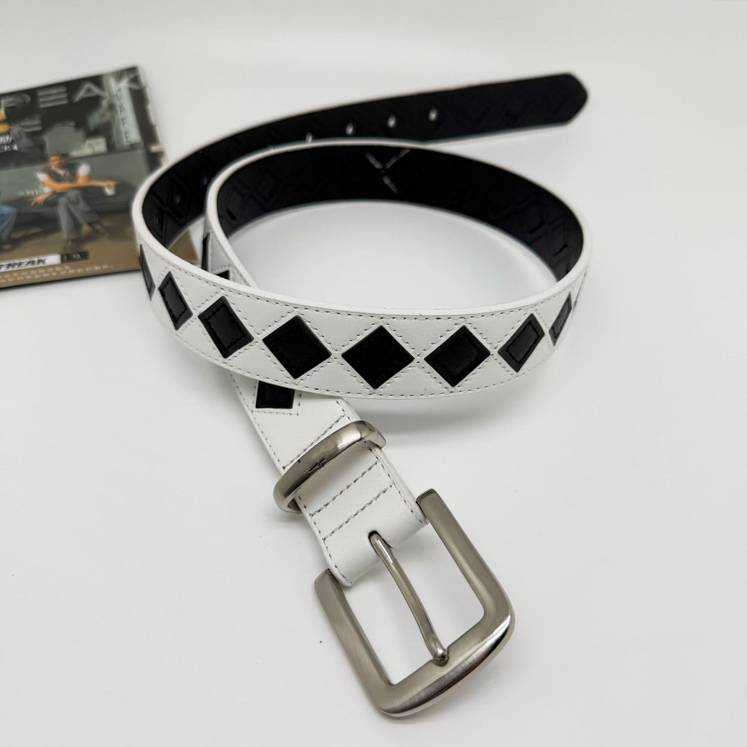 Minimalist Checkered Leather Belt