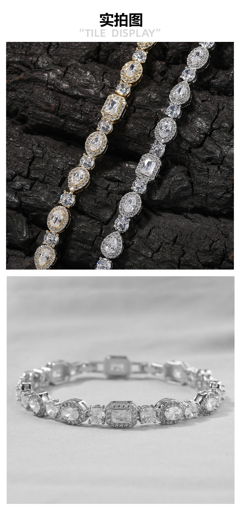 Geometric Zirconia White Diamond Bracelet