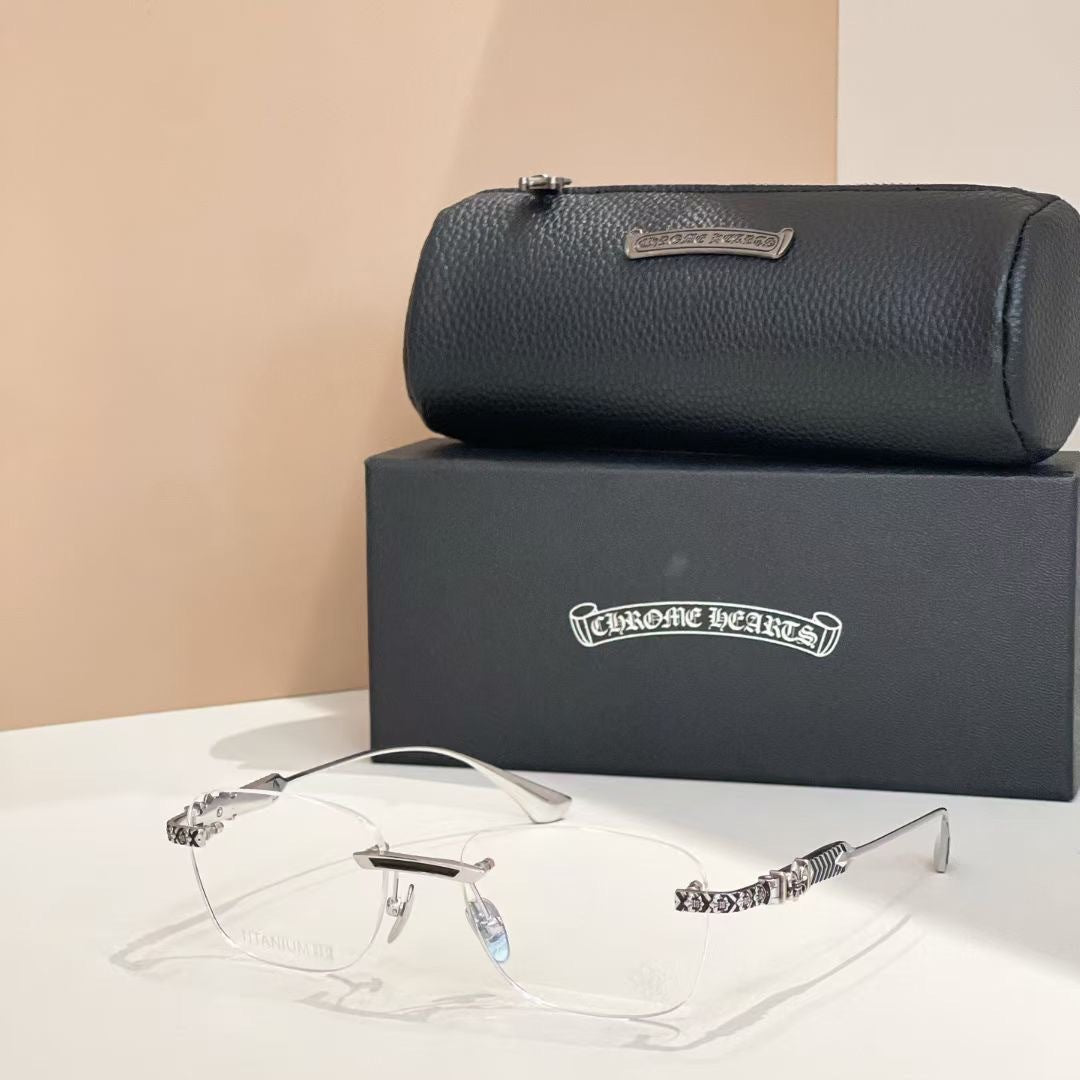 Chrome Hearts rimless oval frame glasses
