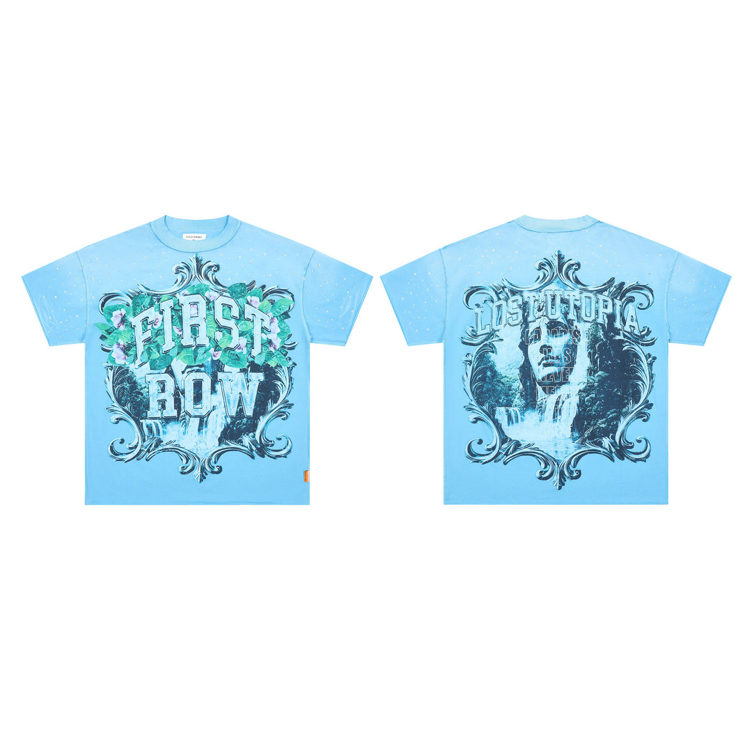 FIRST ROW LOST UTOPIA UNIVERSE CROPPED TEE White