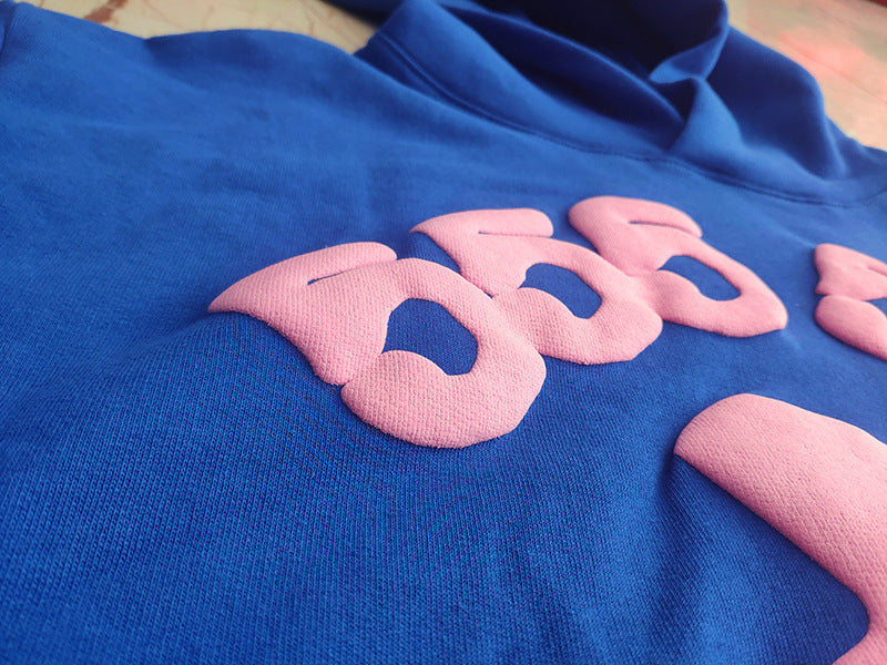 Sp5der fleece-lined hoodie with spiderweb print.