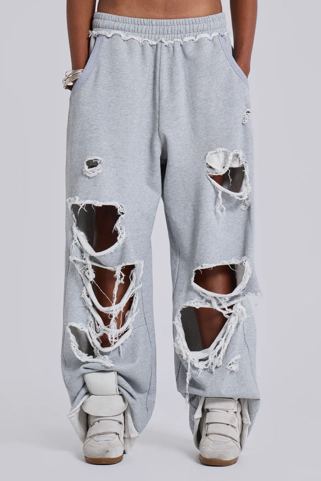 High-street trendy ripped hip-hop wide-leg sweatpants
