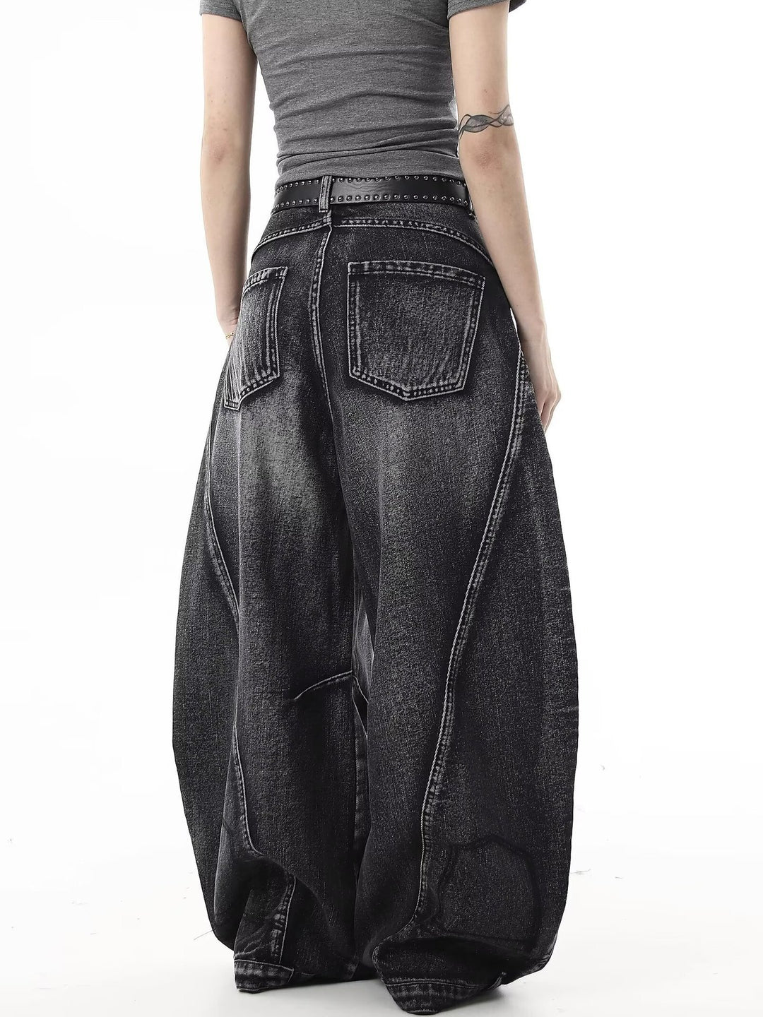 Retro Hong Kong Style Distressed Ripped Wide-Leg Jeans
