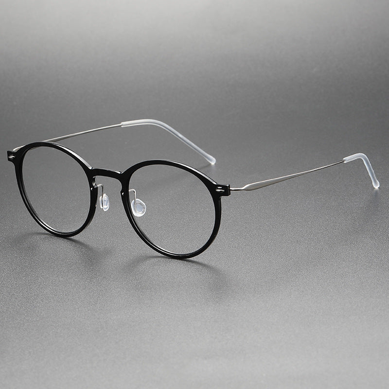 Clear Round Eyeglasses with Titanium Temples