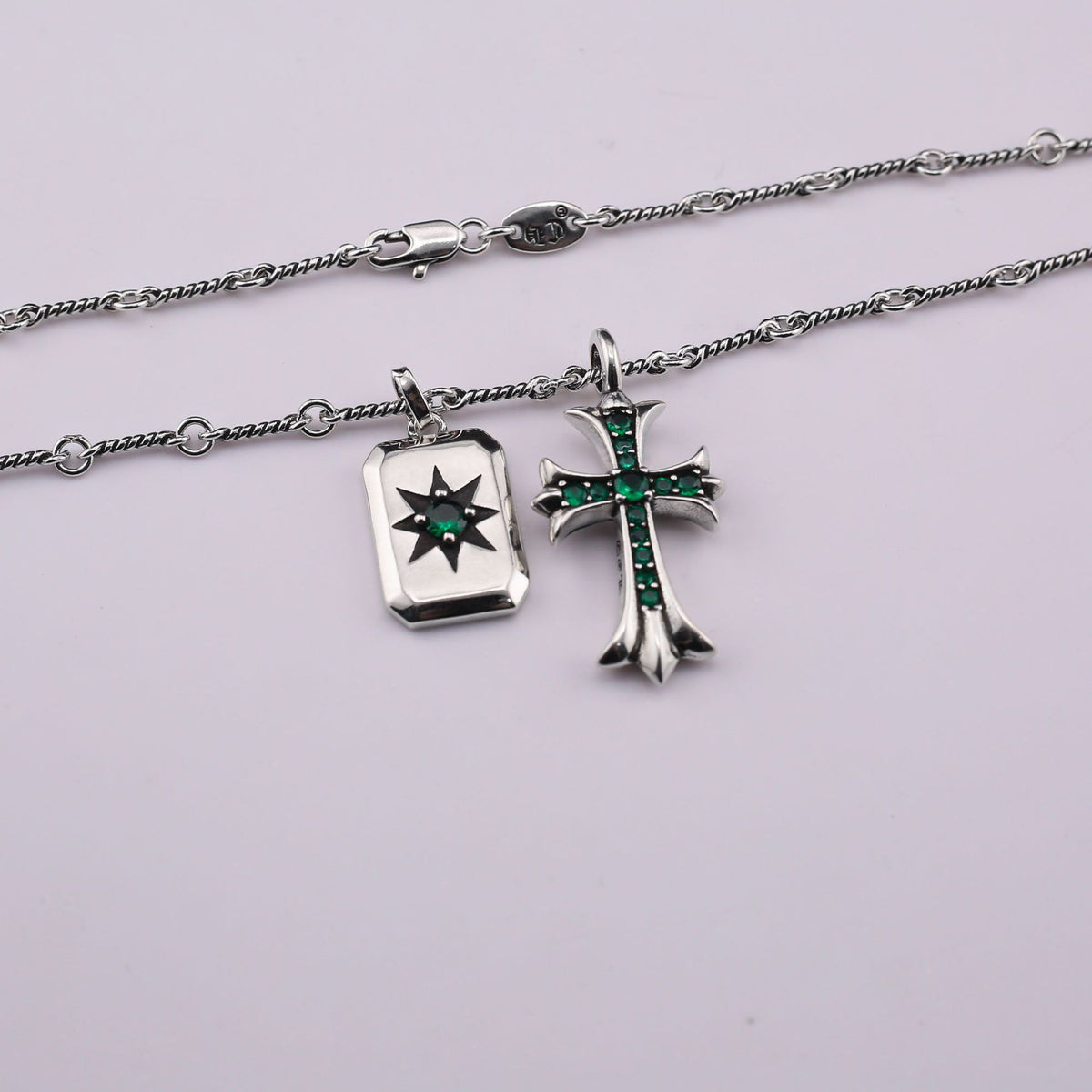 chrome hearts diamond-studded bamboo chain necklace