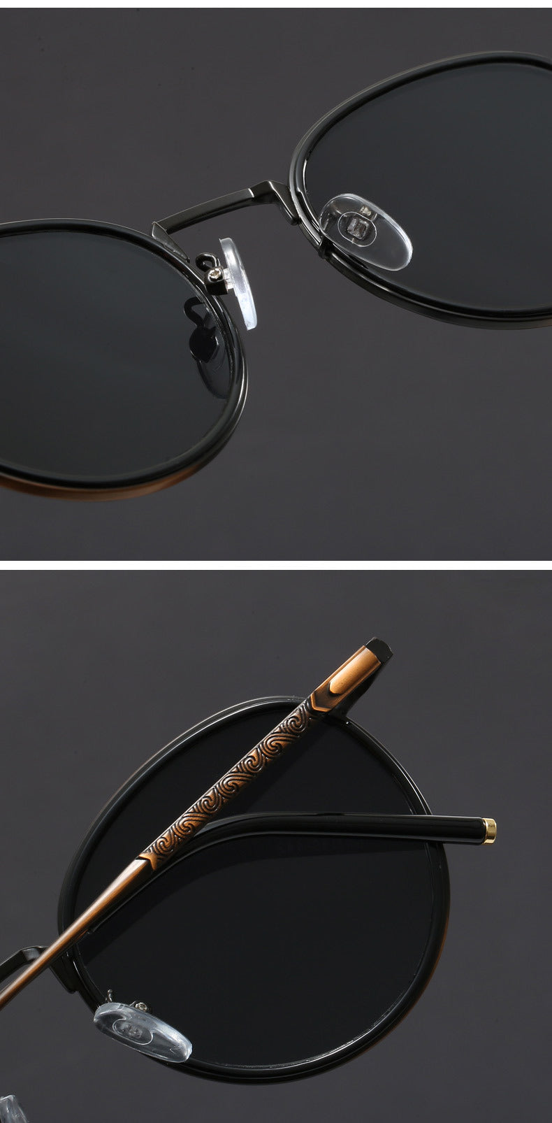 Retro small round frame Hong Kong style sunglasses