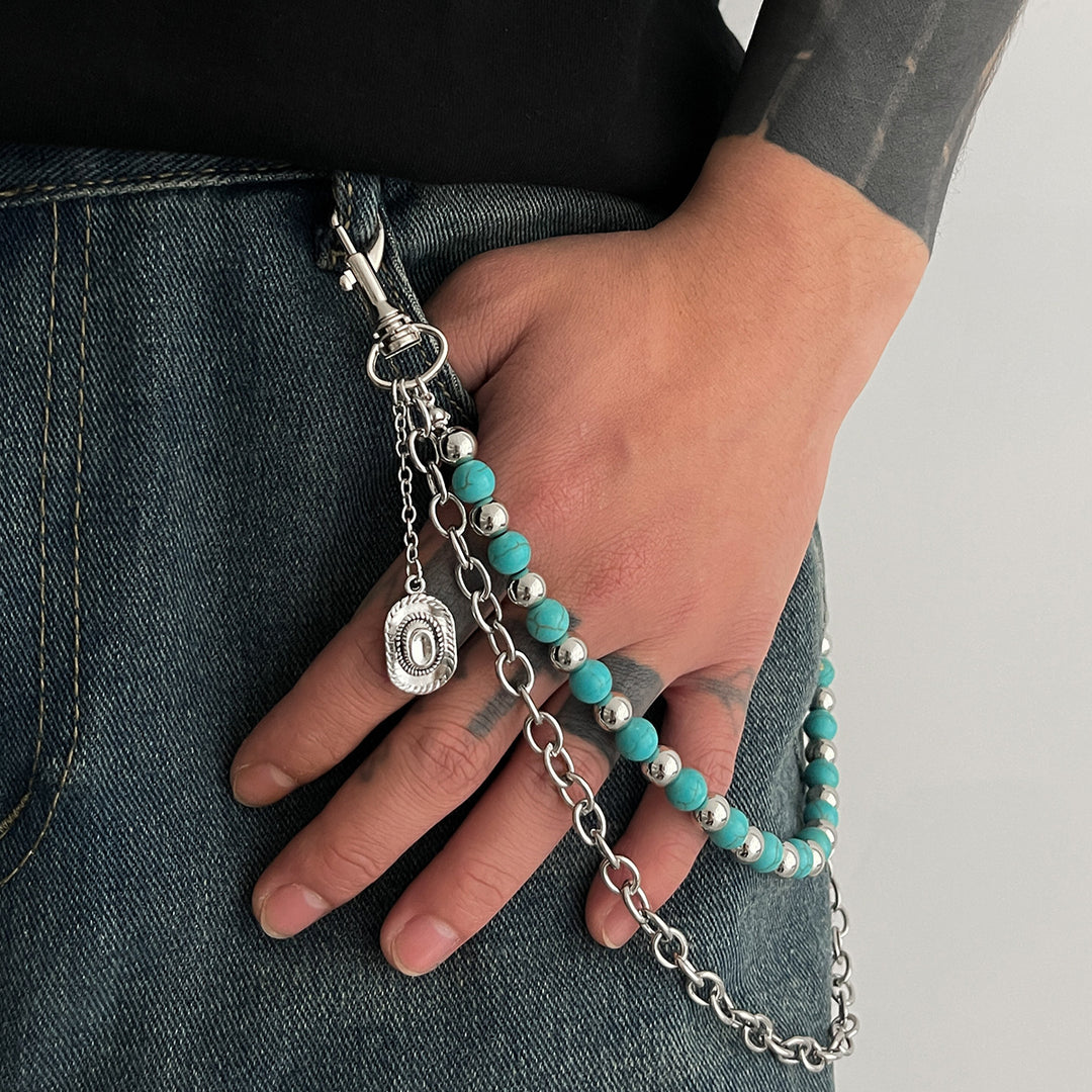 Turquoise Round-Bead Waist Chain