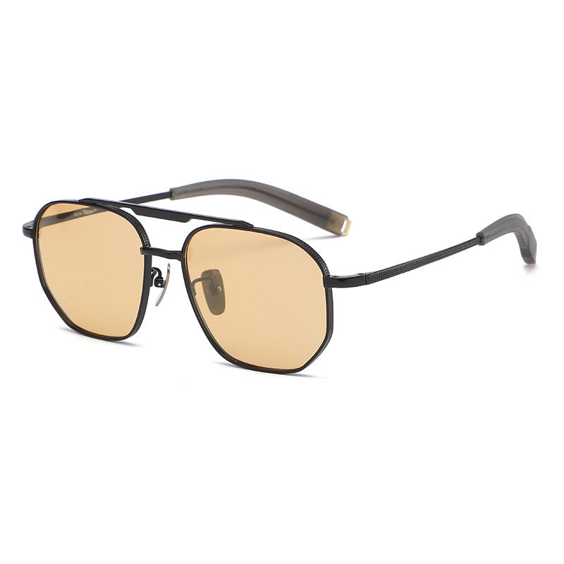 Oversized square pure titanium polarized sunglasses