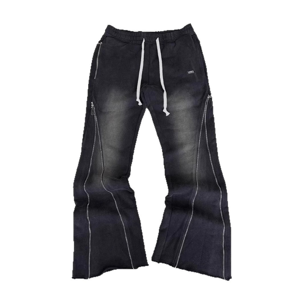 Heavy-duty Knitted Zipper Street Style Trousers
