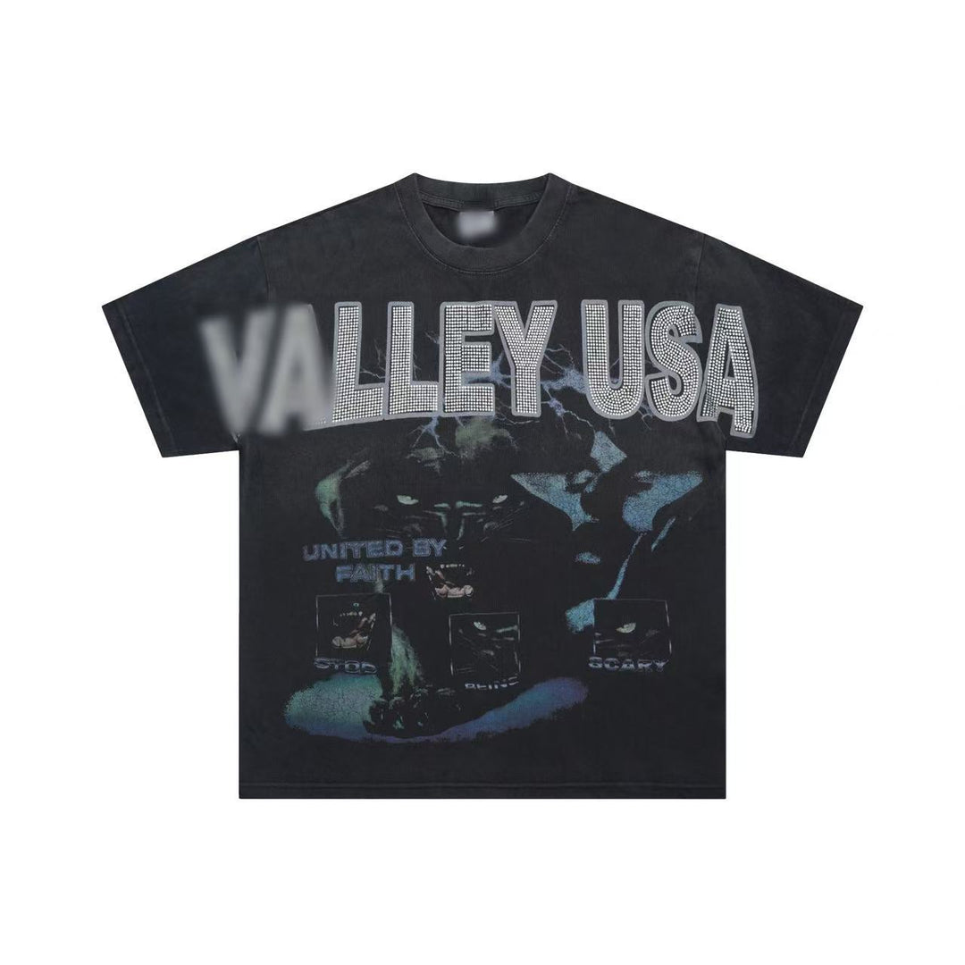 VAL Washed and Distressed Streetwear T-Shirt