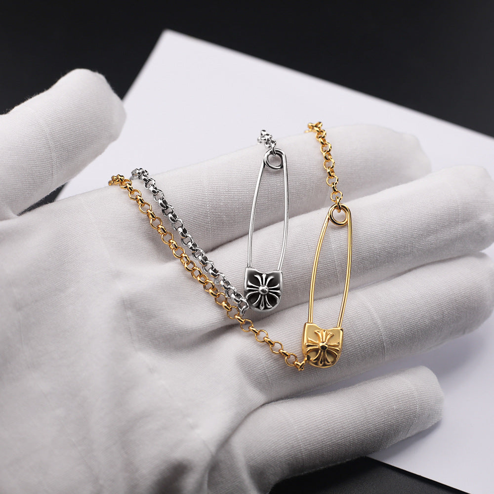 Chrome Hearts 24k gold plated silver pin necklace