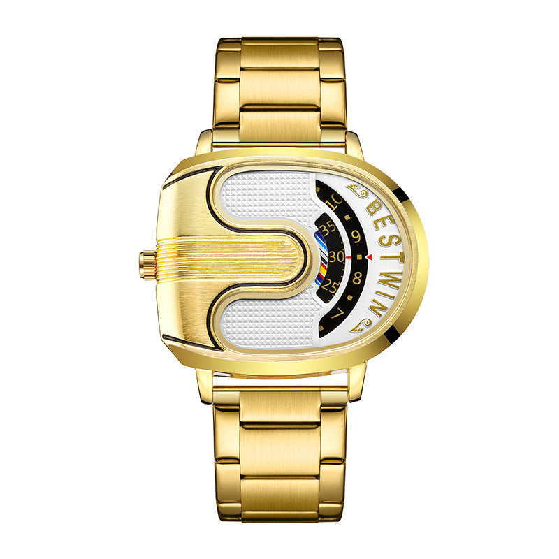 Stylish Gold U-Shaped Men's Watch
