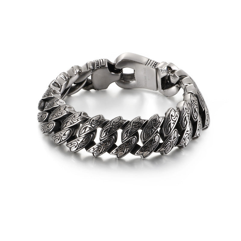 Retro pattern exaggerated stainless steel bracelet
