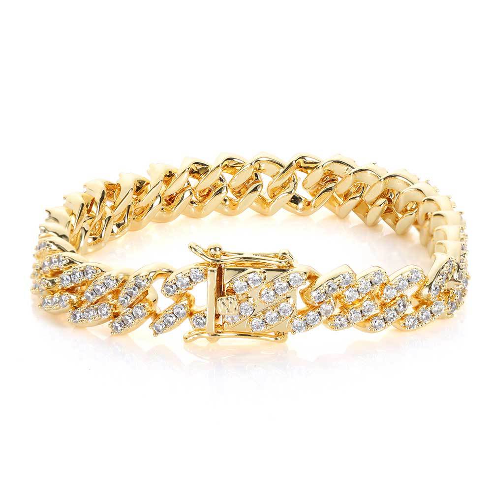 9mm Single-Row Zircon Cuban Link Bracelet