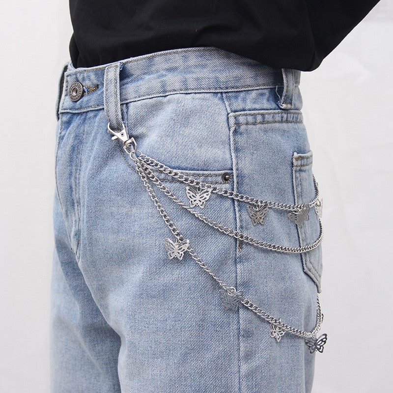 Irregular Pearl & Cuban Link Mixed-Material Punk Waist Chain