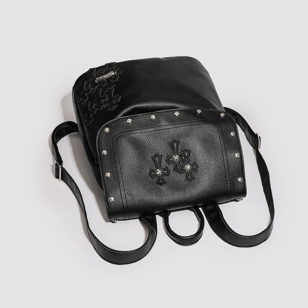Chrome Hearts Cross Rivet PU Leather Backpack