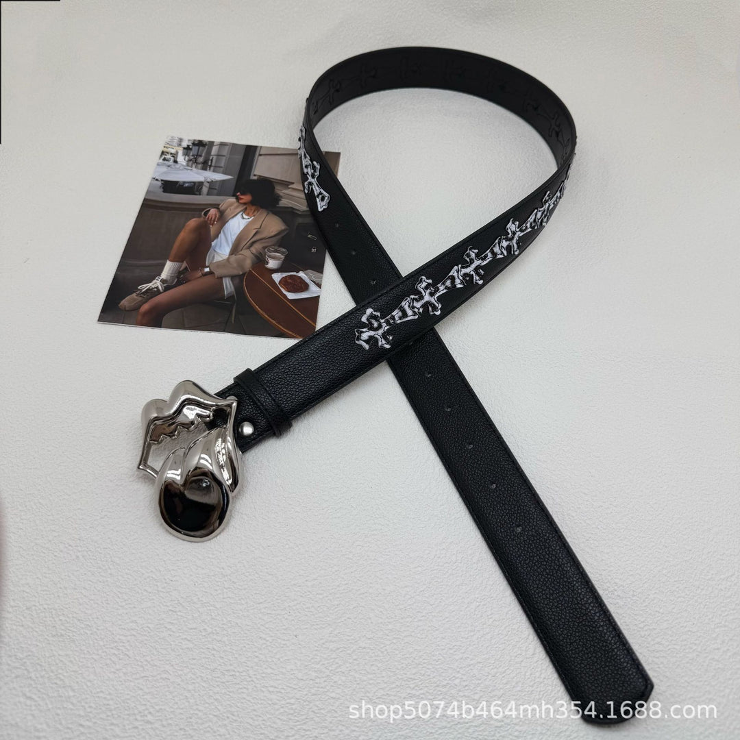 Chrome Hearts Cross-Motif Classic Leather Belt