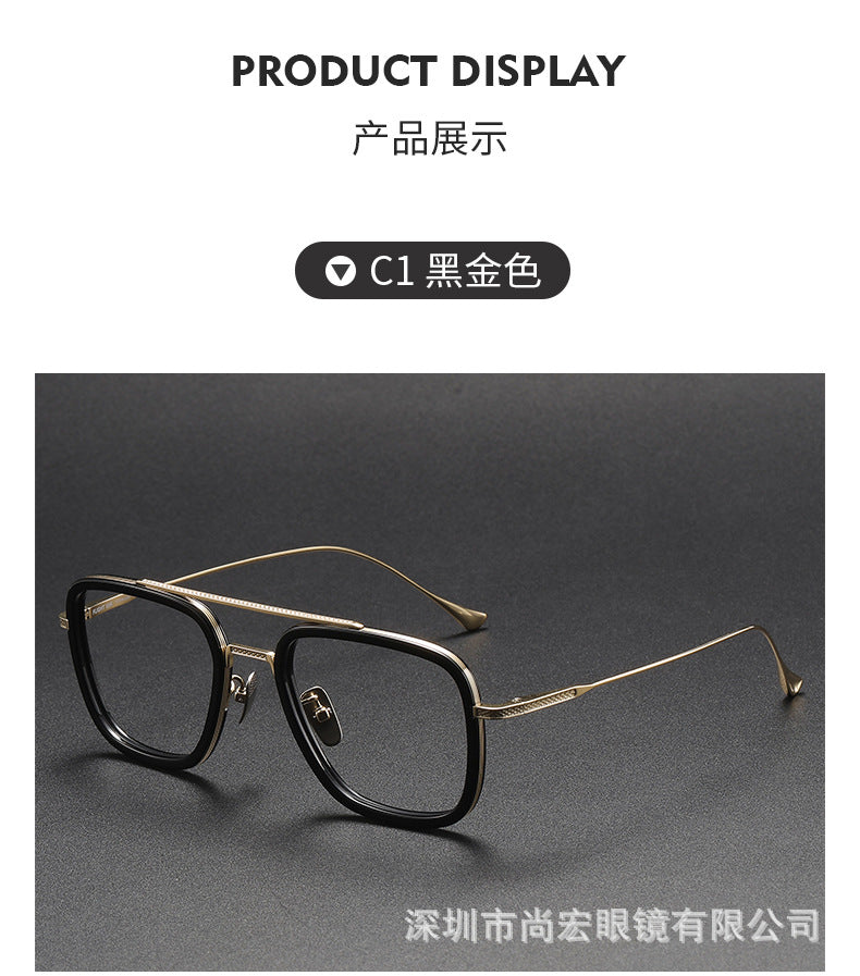 Iron Man Glasses Square Frame Double Bridge Large Frame