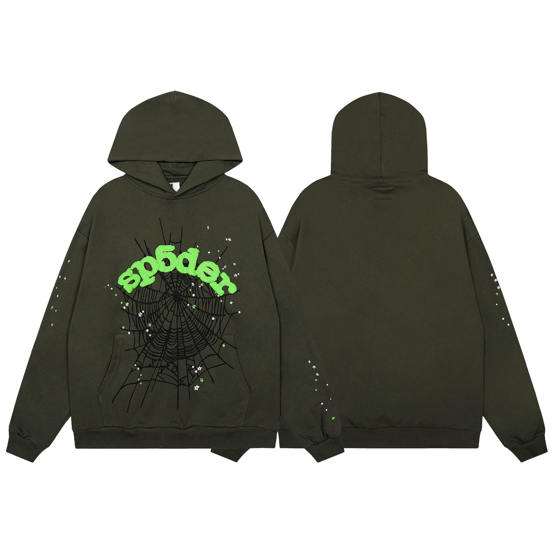 Sp5der 555555 star pattern hooded trousers and sweatshirt