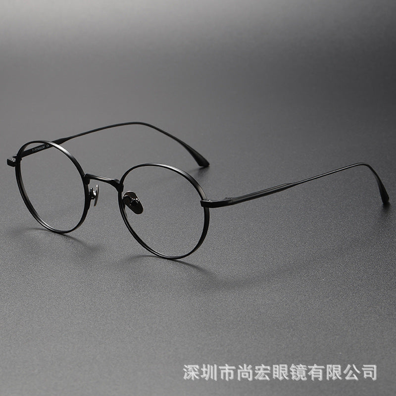 Pure titanium women's retro round handmade glasses frame