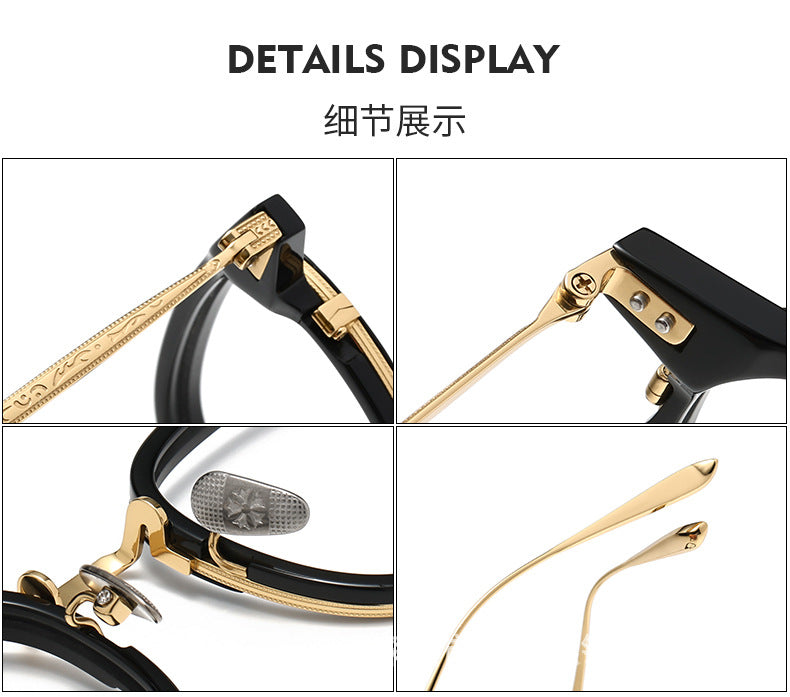 Retro and artistic carved pure titanium glasses for smaller faces